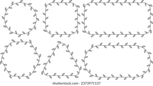 hand drawn outline floral frame set