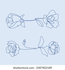 hand drawn outline flowers illustration. Line Drawing flower. hand drawn sketch of flowers illustration. 