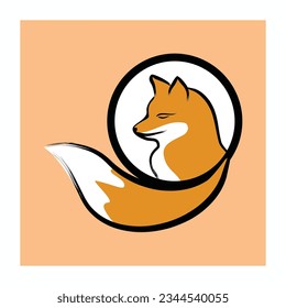 hand drawn outline fox vector design line art illustration. Suitable for t-shirt, sticker, mug, etc. Eps 10