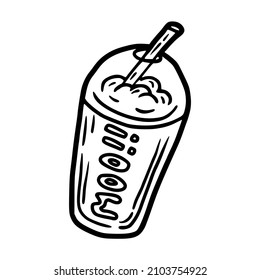 hand drawn outline a glass of milk shake icon