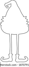 Hand drawn Outline Gnome Silhouette Illustration