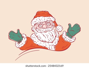 Hand Drawn Outline Happy Santa Claus. Father Christmas. Saint Nicolas Face. Vector illustration