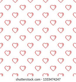 Hand Drawn Outline Heart Pattern Isolated on White Background