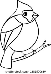 Hand drawn outline illustration of a bird