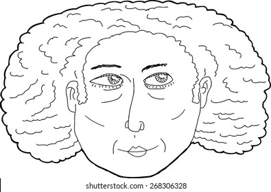 Hand drawn outline illustration calm lady
