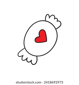 Hand drawn outline illustration with Candy. Love doodle icon. Clip art for Valentine's day