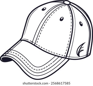 
Hand drawn outline illustration cute of baseball cap for children ...