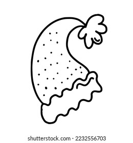Hand drawn outline illustration of santa hat. Christmas decoration element in doodle style