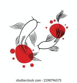 hand drawn outline Koi fish vector design line art illustration 