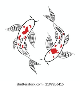 hand drawn outline Koi fish vector design line art illustration 