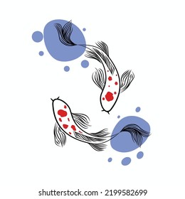 hand drawn outline Koi fish vector design line art illustration 