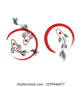 hand drawn outline Koi fish vector design line art illustration 