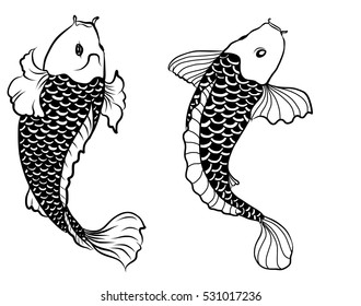 Hand Drawn Outline Koi Fish Japanese Stock Vector (Royalty Free ...