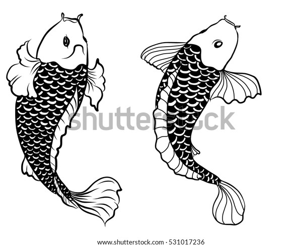 Hand Drawn Outline Koi Fish Japanese Stock Vector (Royalty Free) 531017236