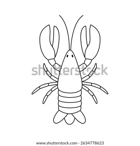 Hand drawn outline lobster. Editable stroke. Marine life animals. Isolated vector illustration 