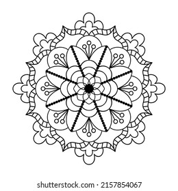 Hand drawn outline mandala art. Vector illustration isolated on a white background for coloring page, meditation, print and more.