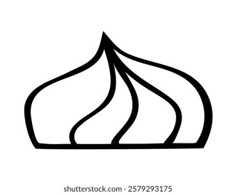 Hand drawn outline of meringue cookies on a white background. Vector illustration. Perfect for icon, menu, sticker sign, logo, card, label, poster, banner, coloring