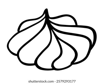 Hand drawn outline of meringue cookies on a white background. Vector illustration. Perfect for icon, menu, sticker sign, logo, card, label, poster, banner, coloring