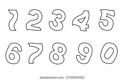 Hand Drawn Outline Numbers Set 0 9 Sketch Style