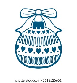 Hand drawn outline ornament design element. Holiday ornament sketch doodle.Vector illustration for decorate Christmas cards, banners, background