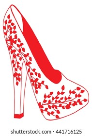 Hand drawn outline ornamental high heel shoe illustration