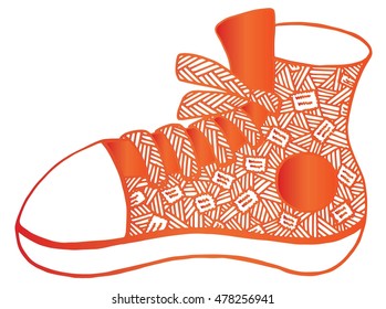Hand drawn outline ornamental shoe illustration