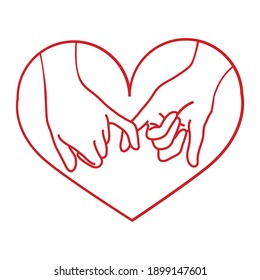 hand drawn  outline pinky promise with heart vector