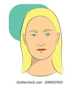 Hand drawn outline portrait of a young blonde woman