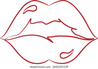 Dibujado a mano contorno de labios rojos