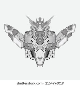 Handgezeichneter Umrissroboter-Ritterkrieger-Cyborg im Hintergrund, Perfekt für T-Shirt-Design, Sticker, Poster, Merchandise und E-Sport-Logo