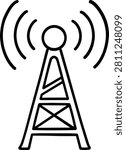 Hand Drawn Outline Signal Tower Wireless Communication Icon