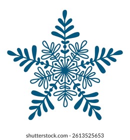 Hand drawn outline snowflake design element. Holiday ornament sketch doodle.Vector illustration for decorate Christmas cards, banners, background