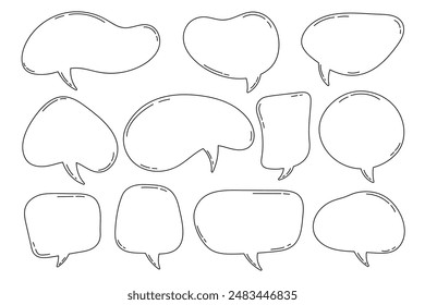 Hand drawn outline speech bubbles collection