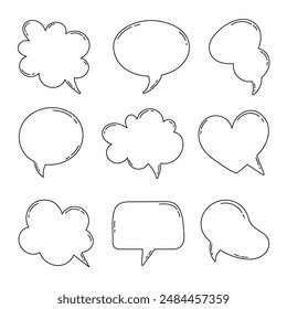 Hand drawn outline speech bubbles collection