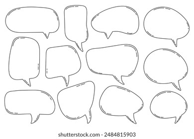 Hand drawn outline speech bubbles collection