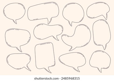 Hand drawn outline speech bubbles collection