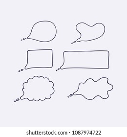 Hand drawn outline speech bubles  isolated on white background.Vector illustration.
