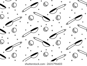 Fundo do vetor da colher do contorno desenhado à mão.