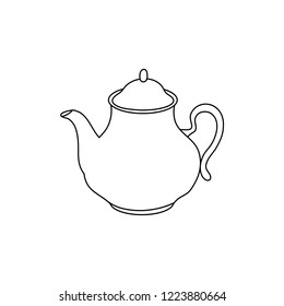 Hand drawn outline teapot icon isolated on white background.