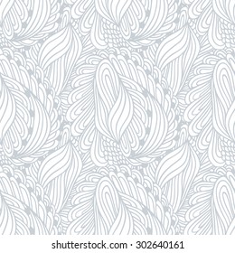 Hand drawn outline textile seamless pattern. Doodle print. Ink style vector illustration. Background can be used for cloth, fabric, wrapping paper or any other design