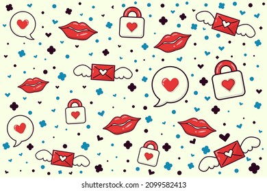 Diseño de pantalla dibujada a mano de San Valentín Objetos Vector de fondo EPS10 genial como tarjeta de saludo, banner, fondo, volante, folleto y muchos otros propósitos relacionados con el día de San Valentín