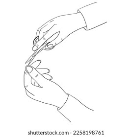 Hand drawn outline vector set with outline line art, nails cutting