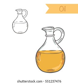 Hand drawn outlined and colored vector oil