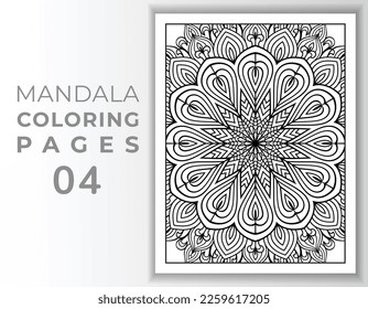 Hand drawn outlined mandala coloring page interior