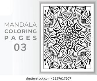 Hand drawn outlined mandala coloring page interior