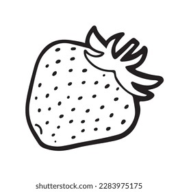 Hand drawn outlined strawberry in line design, contour isolated vector illustration