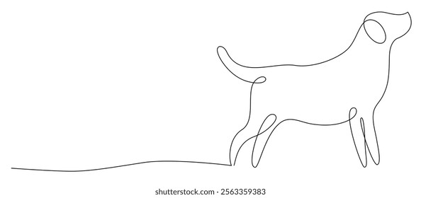 Hand Drawn Outlines of a dog, continuous one line art of canine pet