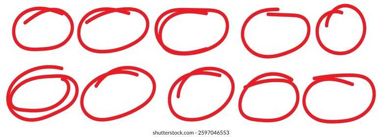 Hand drawn oval doodle line stroke. Line oval round vector brush stroke. Hand drawn oval sketch frame illustration on isolated background.