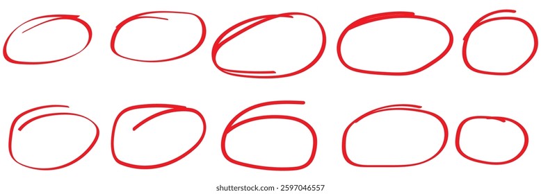 Hand drawn oval doodle line stroke. Line oval round vector brush stroke. Hand drawn oval sketch frame illustration on isolated background.
