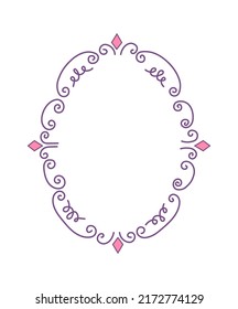 Hand drawn oval frame. Vector illustration
